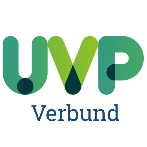 Logo des UVP Verbunds, UVP = Umweltverträglichkeitsprüfung